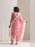 3 Pc SET - Pink Beaded and Embroidered Organza Kurta and Border Dupatta with Pyjama